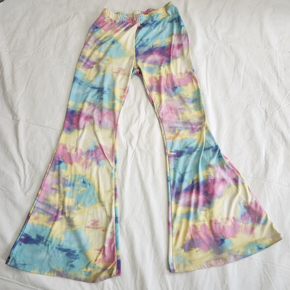 Hot Kiss Multicolor Tie-Dye Kids Flared Pants